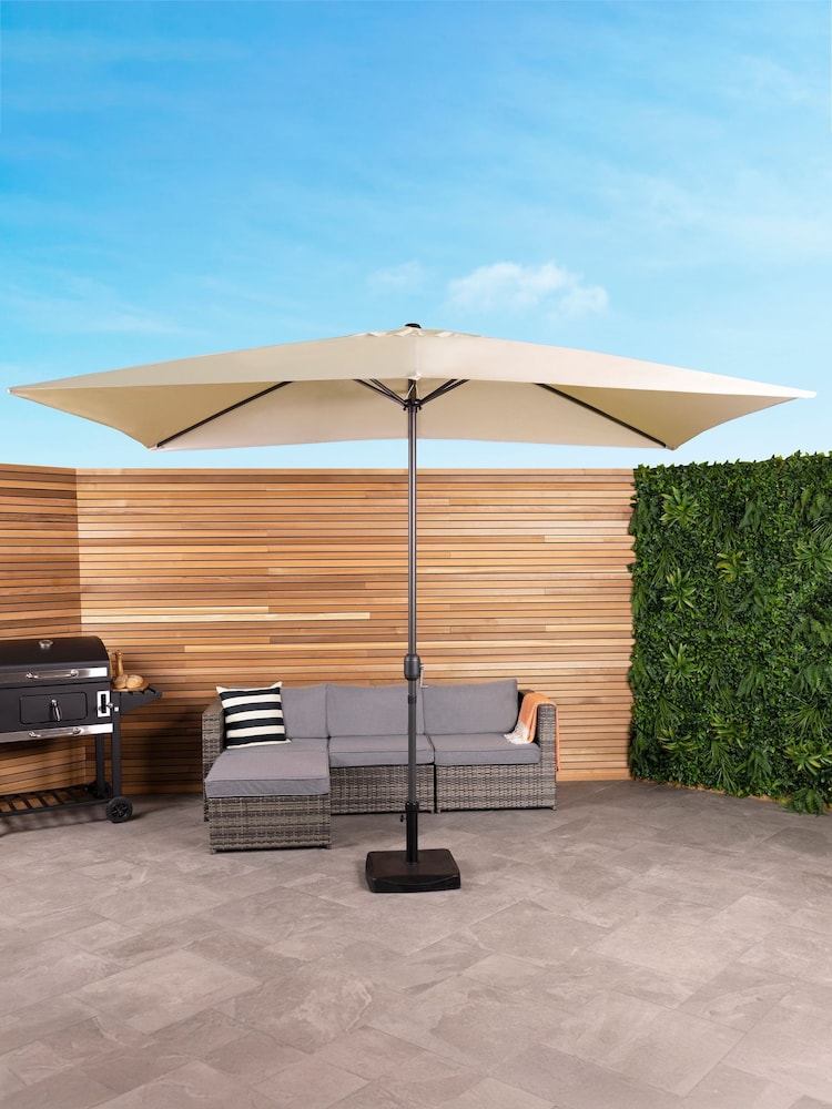 Charles Bentley Beige Rectangular Garden Parasol - Image 1 of 4