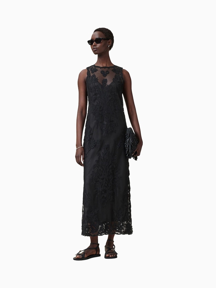 AllSaints Black Rye Embroidery Dress - Image 1 of 11