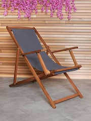 Charles Bentley Grey FSC Wooden Garden Deck Chair - Image 1 of 1