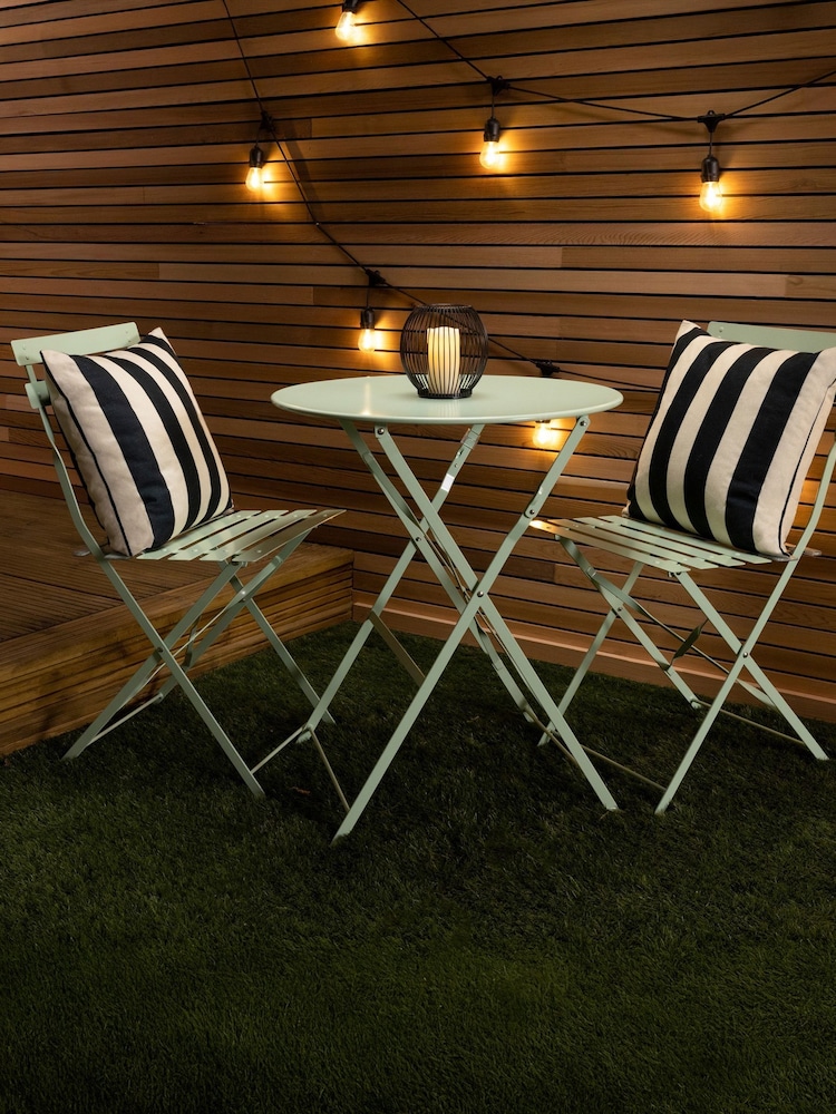 Charles Bentley Green Folding Metal Garden Bistro Set - Image 1 of 6