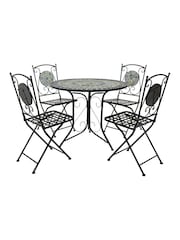 Charles Bentley Blue Mosaic 4 Seater Garden Dining Set - Image 1 of 6