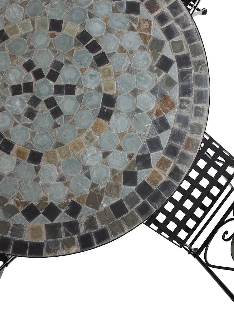 Charles Bentley Blue Mosaic 4 Seater Garden Dining Set - Image 12 of 12