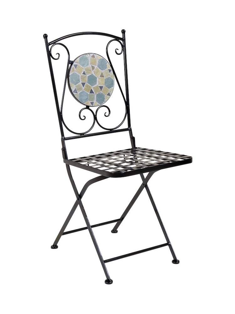 Charles Bentley Blue Mosaic 4 Seater Garden Dining Set - Image 2 of 6
