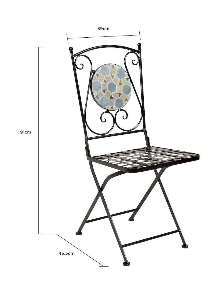 Charles Bentley Blue Mosaic 4 Seater Garden Dining Set - Image 6 of 6