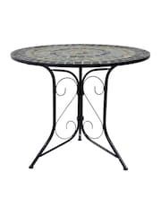 Charles Bentley Blue Mosaic 4 Seater Garden Dining Set - Image 8 of 12