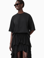 AllSaints Black Amelie Crochet 100% Organic Cotton T-Shirt - Image 3 of 9