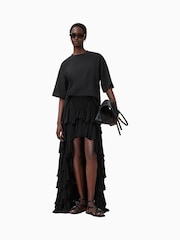 AllSaints Black Amelie Crochet 100% Organic Cotton T-Shirt - Image 4 of 9