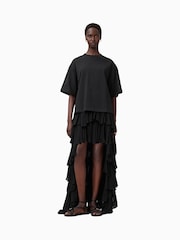 AllSaints Black Amelie Crochet 100% Organic Cotton T-Shirt - Image 5 of 9