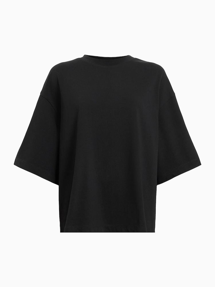 AllSaints Black Amelie Crochet 100% Organic Cotton T-Shirt - Image 9 of 9