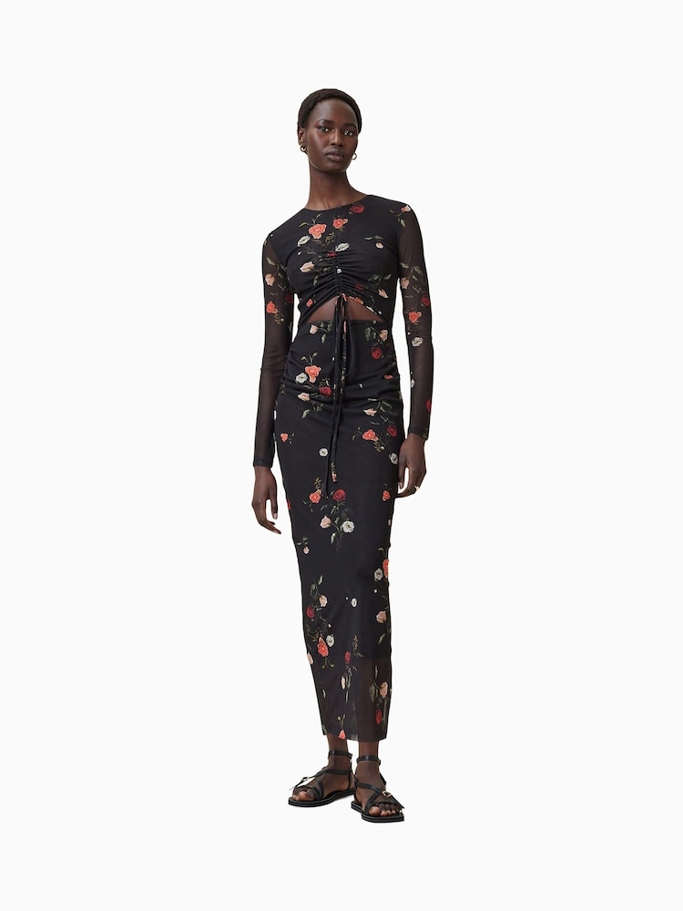 AllSaints Black Kathy Mesh Dress - Image 4 of 6