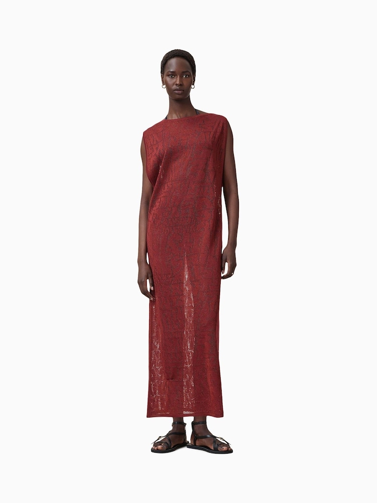 AllSaints Red Kaito Dress - Image 2 of 8