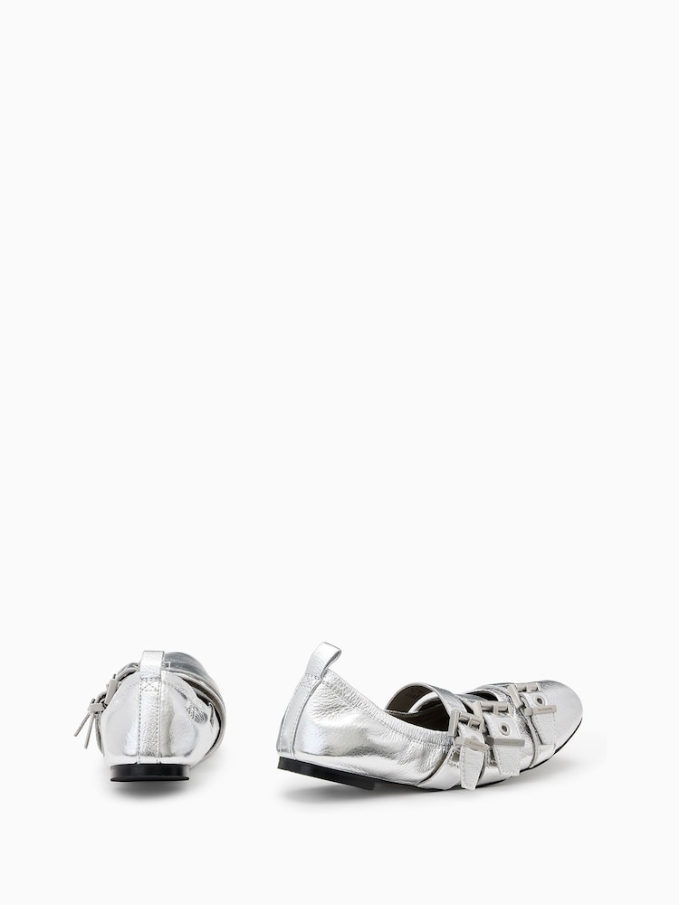AllSaints Grey Aurora Metallic Shoes - Image 4 of 5