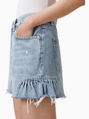 AllSaints Blue Eliana Denim Shorts - Image 3 of 8