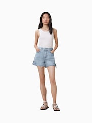 AllSaints Blue Eliana Denim Shorts - Image 4 of 8