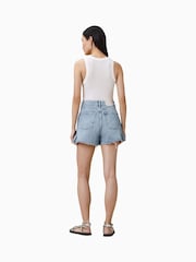AllSaints Blue Eliana Denim Shorts - Image 7 of 8