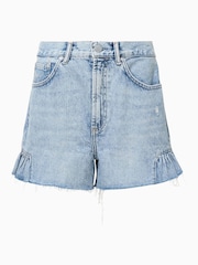 AllSaints Blue Eliana Denim Shorts - Image 8 of 8