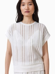 AllSaints White Giana Crochet Tank - Image 3 of 7