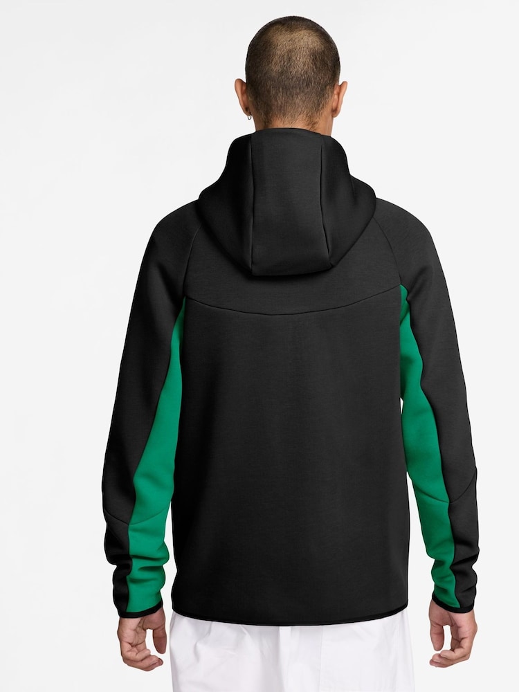 Nike Black Bleached Turq Tech Fleece Full-Zip Windrunner Hoodie - Image 2 of 3 Nike Black Bleached Turq Tech Fleece Full-Zip Windrunner Hoodie - Image 2 of 3