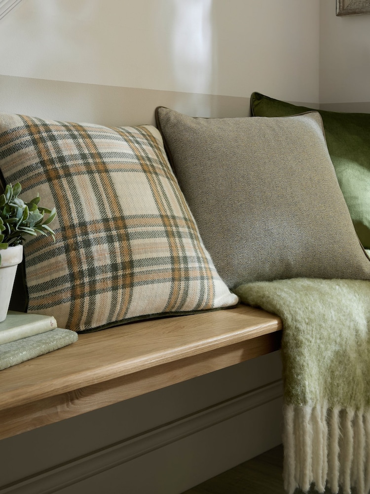 Laura Ashley Olive Padbury Check Cushion - Image 2 of 6