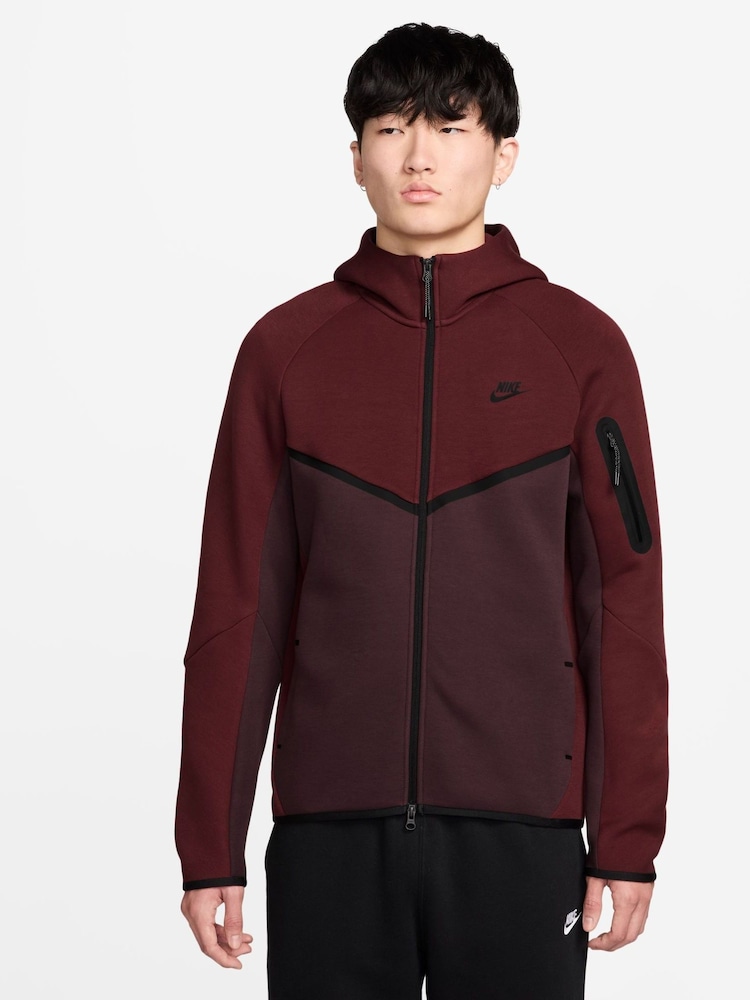 Nike Dark Team Red Tech Fleece Full Zip Windrunner Hoodie - Image 1 of 3