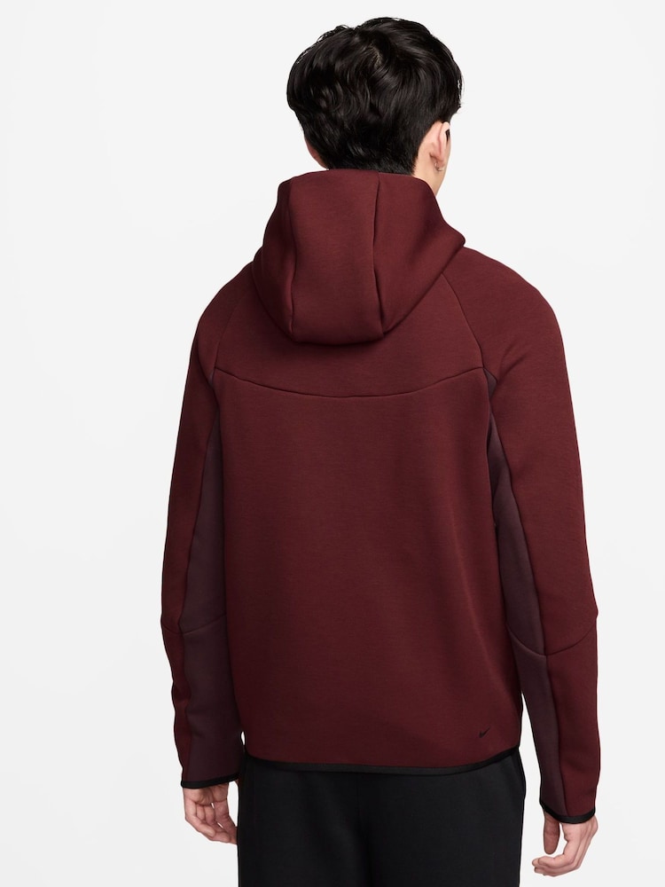 Nike Dark Team Red Tech Fleece Full Zip Windrunner Hoodie - Image 2 of 3