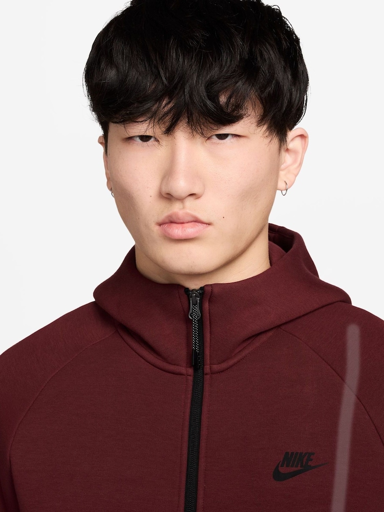 Nike Dark Team Red Tech Fleece Full Zip Windrunner Hoodie - Image 3 of 3