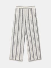 Mint Velvet White 100% Cotton Striped Wide Trousers - Image 5 of 6