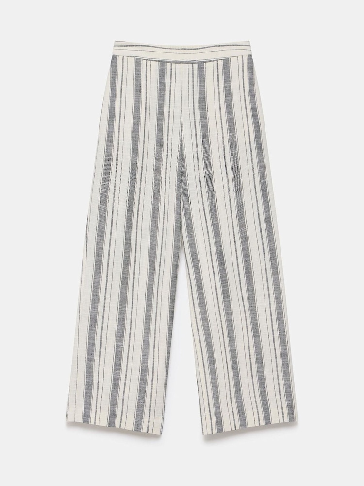 Mint Velvet White 100% Cotton Striped Wide Trousers - Image 5 of 6