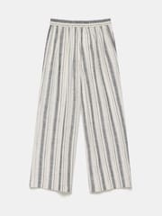 Mint Velvet White 100% Cotton Striped Wide Trousers - Image 6 of 6