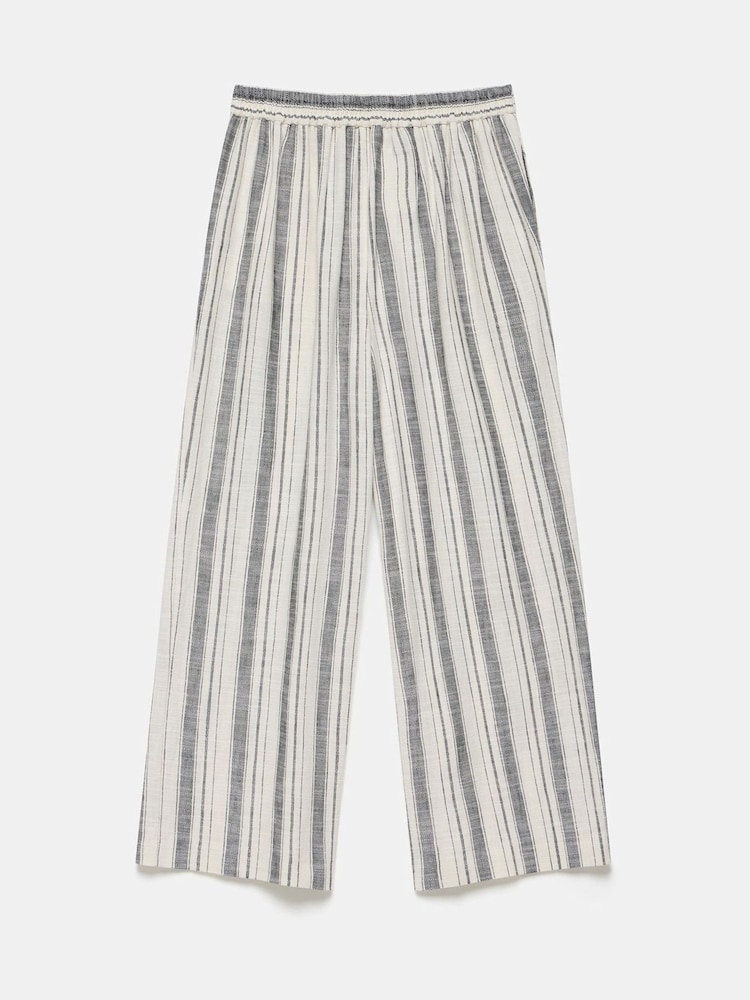 Mint Velvet White 100% Cotton Striped Wide Trousers - Image 6 of 6