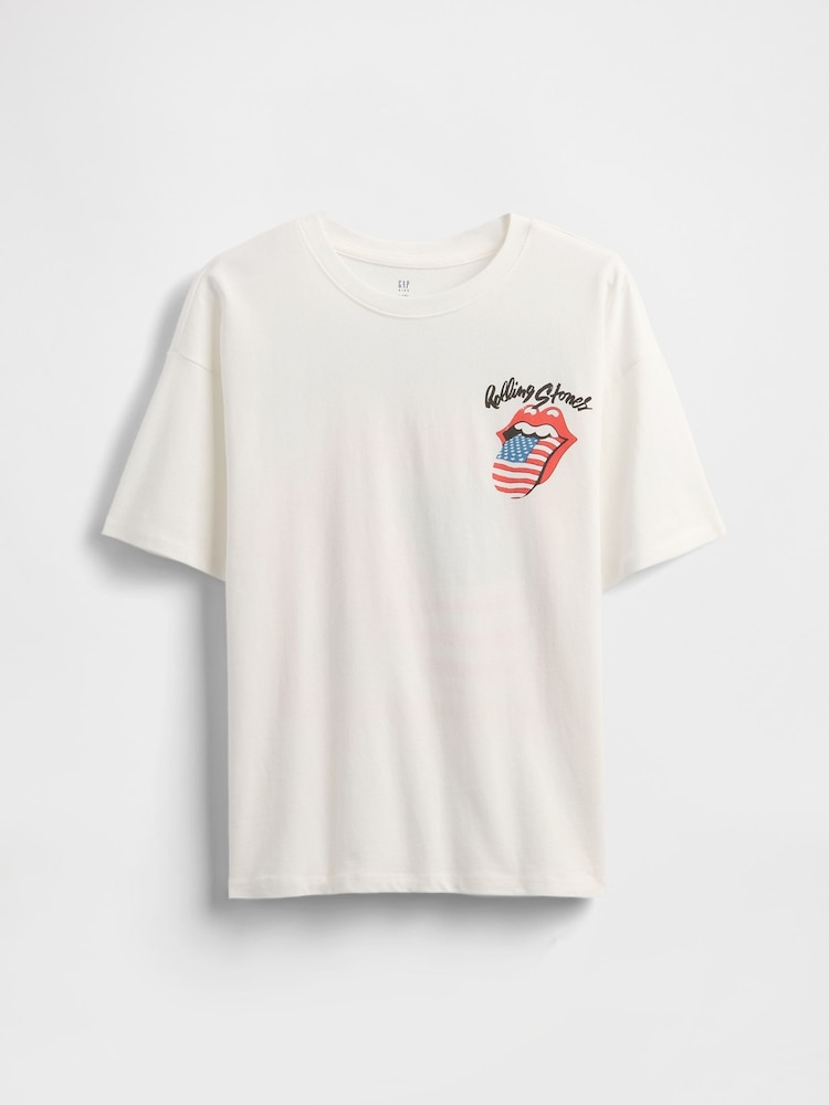 Gap White Rolling Stones Graphic Short Sleeve T-Shirt (4-13yrs) - Image 1 of 3
