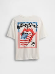 Gap White Rolling Stones Graphic Short Sleeve T-Shirt (4-13yrs) - Image 2 of 3
