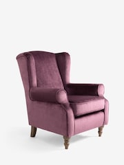 Plush Chenille Plum Purple Sherlock Highback Armchair - Image 1 of 7