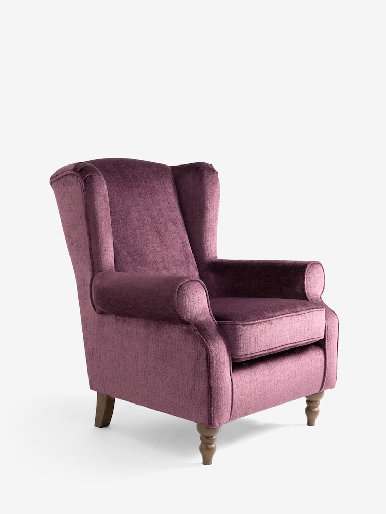 Plush Chenille Plum Purple Sherlock Highback Armchair - Image 1 of 7