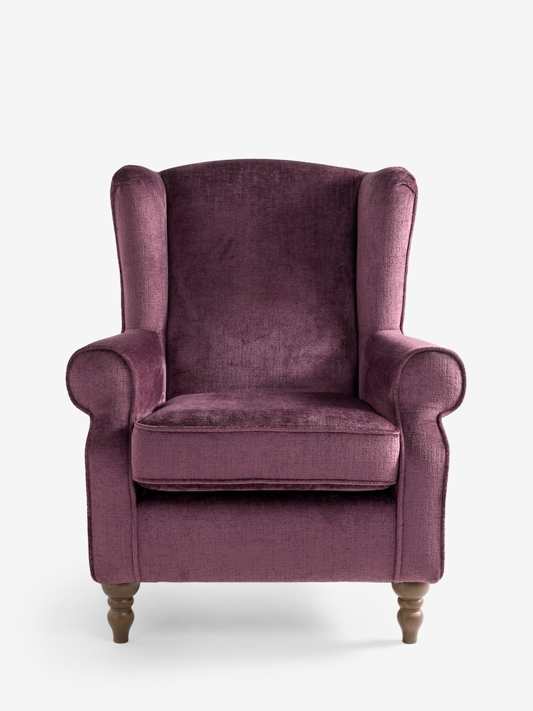 Plush Chenille Plum Purple Sherlock Highback Armchair - Image 2 of 7