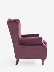 Plush Chenille Plum Purple Sherlock Highback Armchair - Image 3 of 7