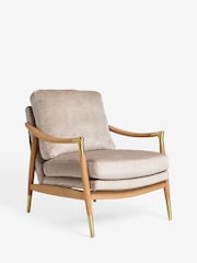 Plush Chenille Light Natural Flinton Wooden Accent Chair - Image 1 of 7