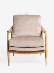 Plush Chenille Light Natural Flinton Wooden Accent Chair - Image 2 of 7
