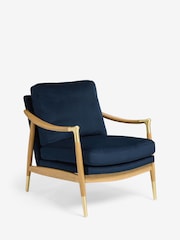 Soft Velvet Navy Blue Flinton Wooden Accent Chair - Image 1 of 8