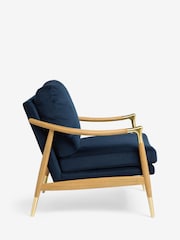 Soft Velvet Navy Blue Flinton Wooden Accent Chair - Image 3 of 8