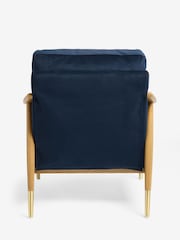 Soft Velvet Navy Blue Flinton Wooden Accent Chair - Image 7 of 8