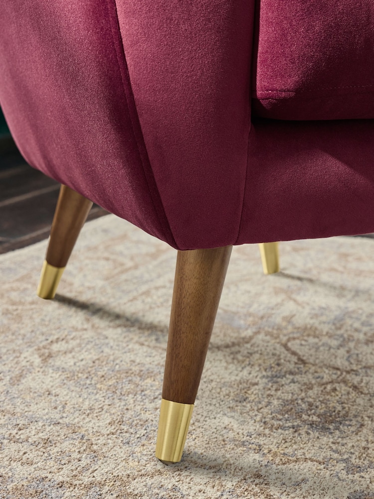 Soft Velvet Cranberry Red Wilson Highback Armchair - Image 2 of 11 Soft Velvet Cranberry Red Wilson Highback Armchair - Image 2 of 11