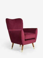 Soft Velvet Cranberry Red Wilson Highback Armchair - Image 3 of 10