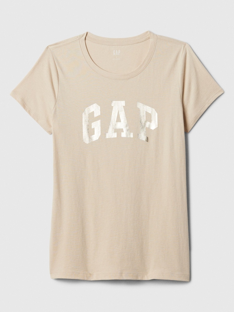 Gap Beige Logo Short Sleeve Crew Neck T-Shirt - Image 4 of 4 Gap Beige Logo Short Sleeve Crew Neck T-Shirt - Image 4 of 4
