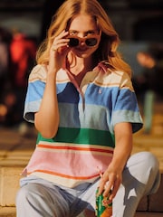 Joules Multi Stripe Short Sleeve Cotton Rugby Shirt - Image 1 of 11