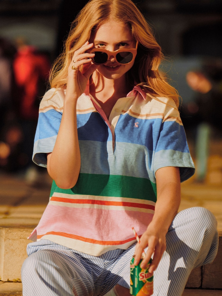 Joules Multi Stripe Short Sleeve Cotton Rugby Shirt - Image 1 of 11