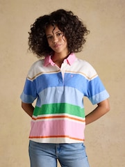 Joules Multi Stripe Short Sleeve Cotton Rugby Shirt - Image 3 of 11