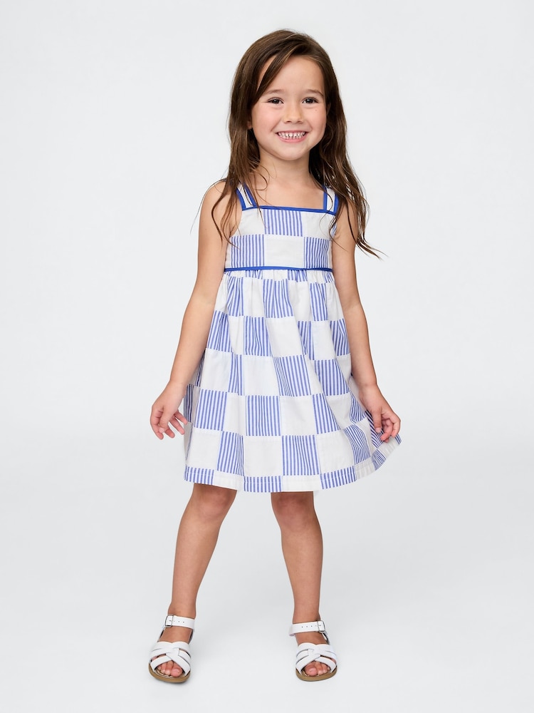 Gap Blue Sleeveless Poplin Patchwork Dress (6mths-5yrs) - Image 1 of 4