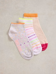White Stuff Fluro Trainers Socks 3 Pack - Imagen 1 de 2