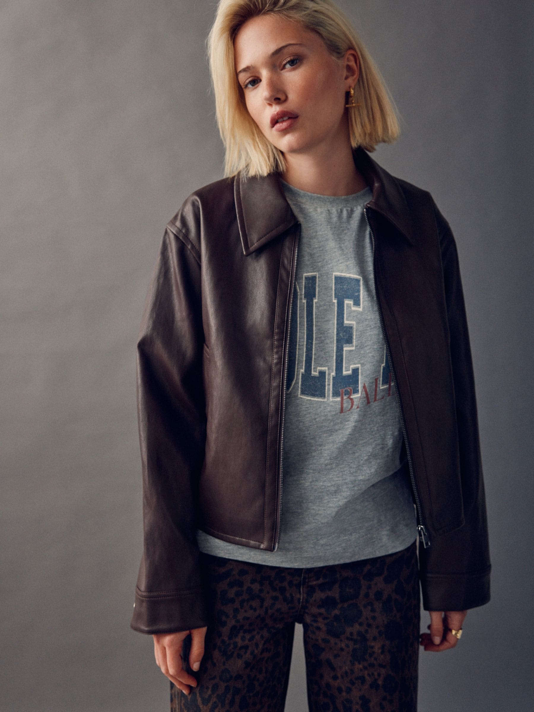 Buy Chocolate Brown Faux Leather Zip Through Jacket from Next
